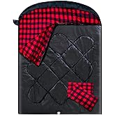 ShinHye Double Sleeping Bag for Adults with 2 Pillows, Camping Sleeping Bags Flannel Cotton 2 Person Sleeping Bags XXL Queen Size Sleeping Bag for Cold Weather