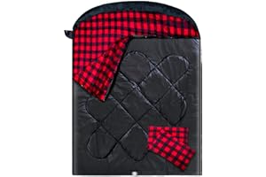 ShinHye Double Sleeping Bag for Adults with 2 Pillows, Camping Sleeping Bags Flannel Cotton 2 Person Sleeping Bags XXL Queen Size Sleeping Bag for Cold Weather