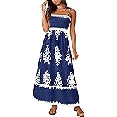 PRETTYGARDEN Summer Dress for Women 2026 Floral Sundress Spaghetti Strap Flowy Beach Vacation Boho Maxi Dresses