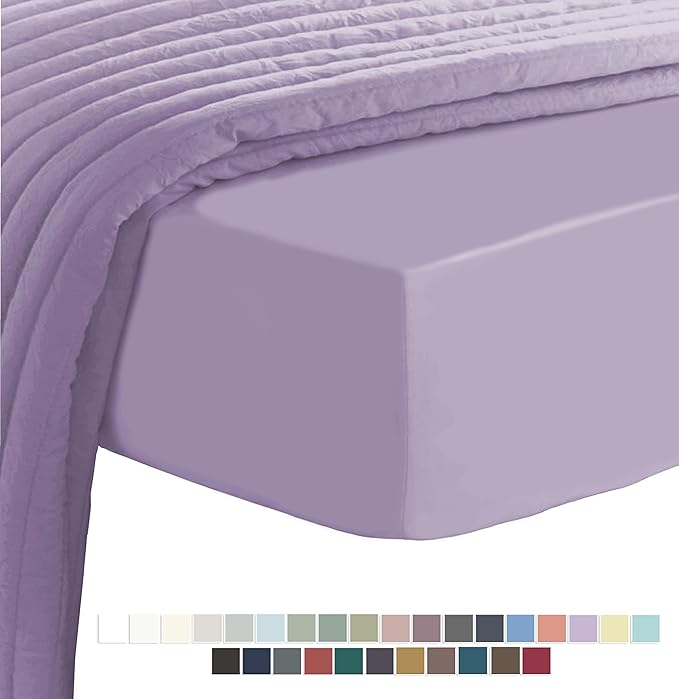 Pizuna 400 Thread Count Cotton Small Single Bed Fitted Sheet Lavender