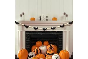 Gistome Halloween Hanging Decorations Indoor - Felt Bat Wooden Beads Garland