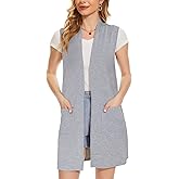 Moss Rose Women's Long Knit Cardigan Vest Casual Sleeveless Open Front Draped Duster Vest (Available in Plus Size)
