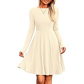 PRETTYGARDEN Women's Fall Short Dress Ribbed Knit Crewneck Long Sleeve A Line Flowy Casual Elegant Going Out Winter Dresses