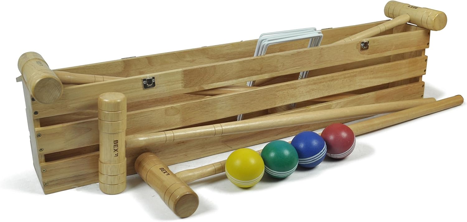 BEX Unisex’s Pro 4 Mallet in Wooden Box Croquet SetBrown, Medium