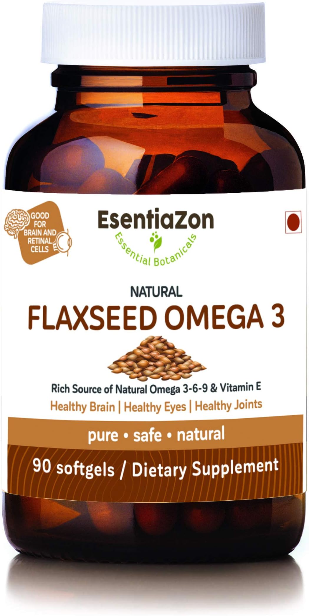 EsentiaZon Natural Flaxseed Oil Omega-3 500mg - 90 Softgels