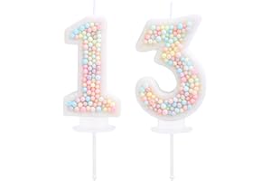 EAKE 13th Birthday Candle Macaron Glitter 3D Pastel Number 13 Candles for Birthday Cakes Girl Women Sweet Theme Birthday Wedd