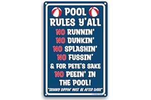 TOOTHSOME STUDIOS Pool Rules Y'all 12" x 8" Funny Tin Pool Sign