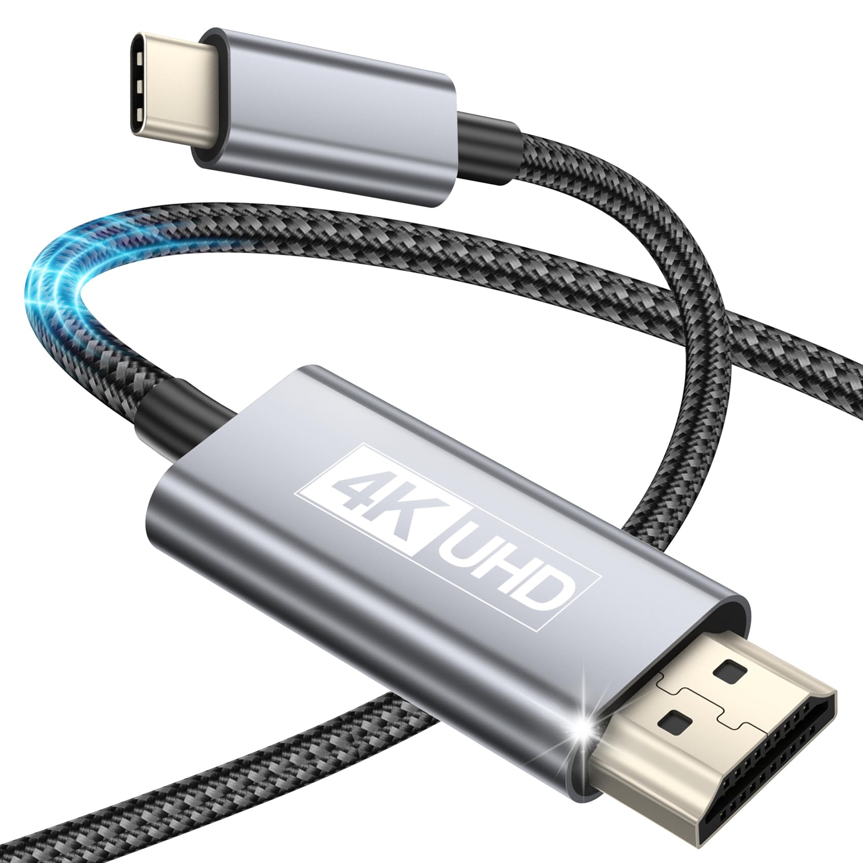 Gulemfy USB C to HDMI Cable 2M, Type C to HDMI Ultra High Speed Cable 4K UHD Cable (Thunderbolt 4/3 compatible) Compatible with MacBook Pro/Air, Galaxy S23/S22/S21, Note 20, Surface Pro.