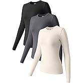 OQQ Womens 3 Piece Long Sleeve Tops Crew Neck Stretch Fitted Underscrubs Layer Tee Shirts 2025 Casual Outfits
