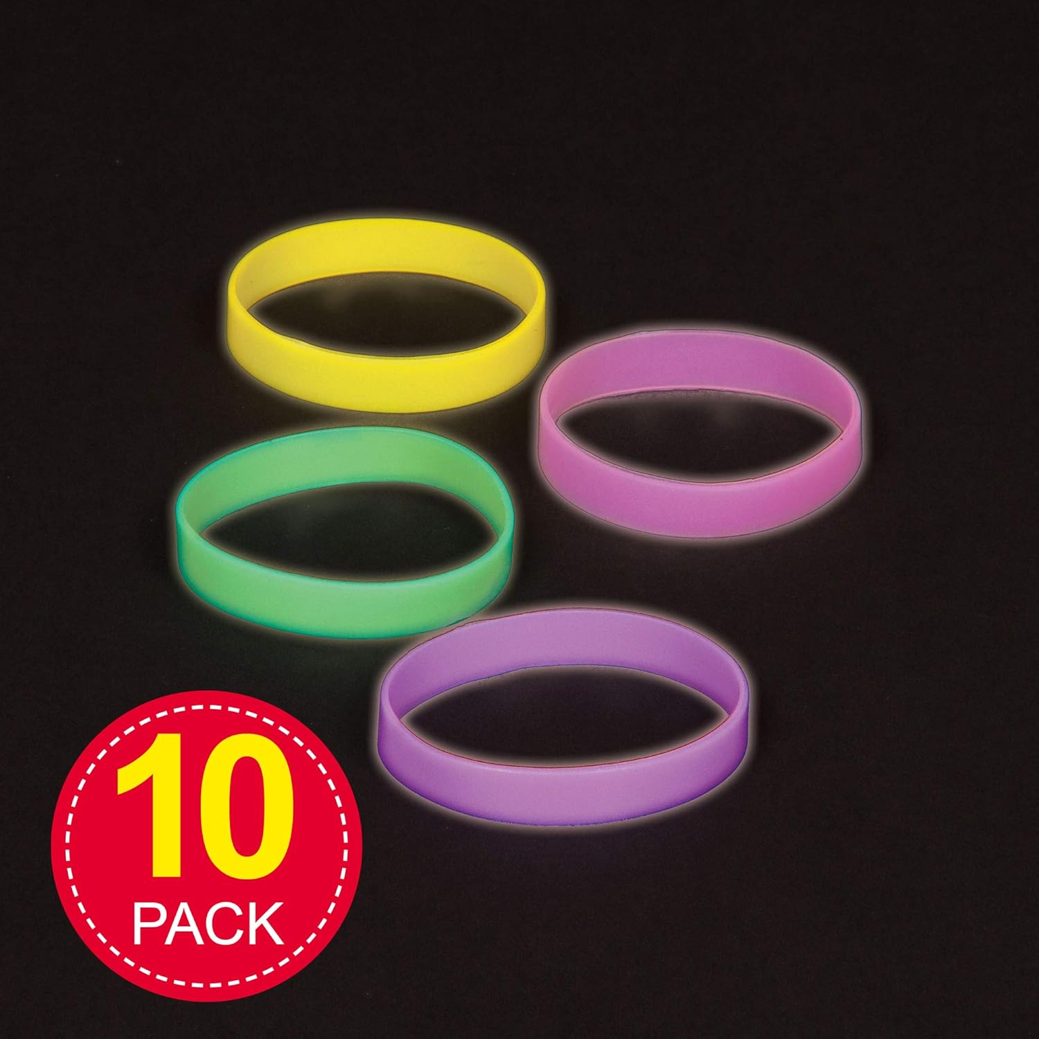 Baker Ross EF433 Glow in the Dark Wrist Bands, Pack of 10, Ideal for Party Bag Fillers Birthday Parties and Costumes - Image 3