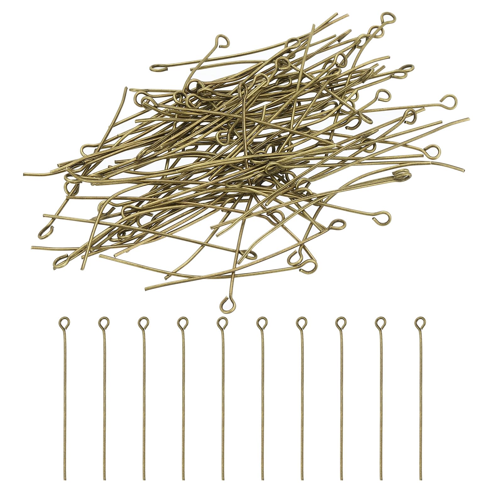 PATIKIL 45mm Open Eye Pins, 400Pcs 23 Gauge Metal Head Pins Needles Eye Pins for Jewelry Making Findings Earring Necklace Bracelet DIY Crafts, Bronze