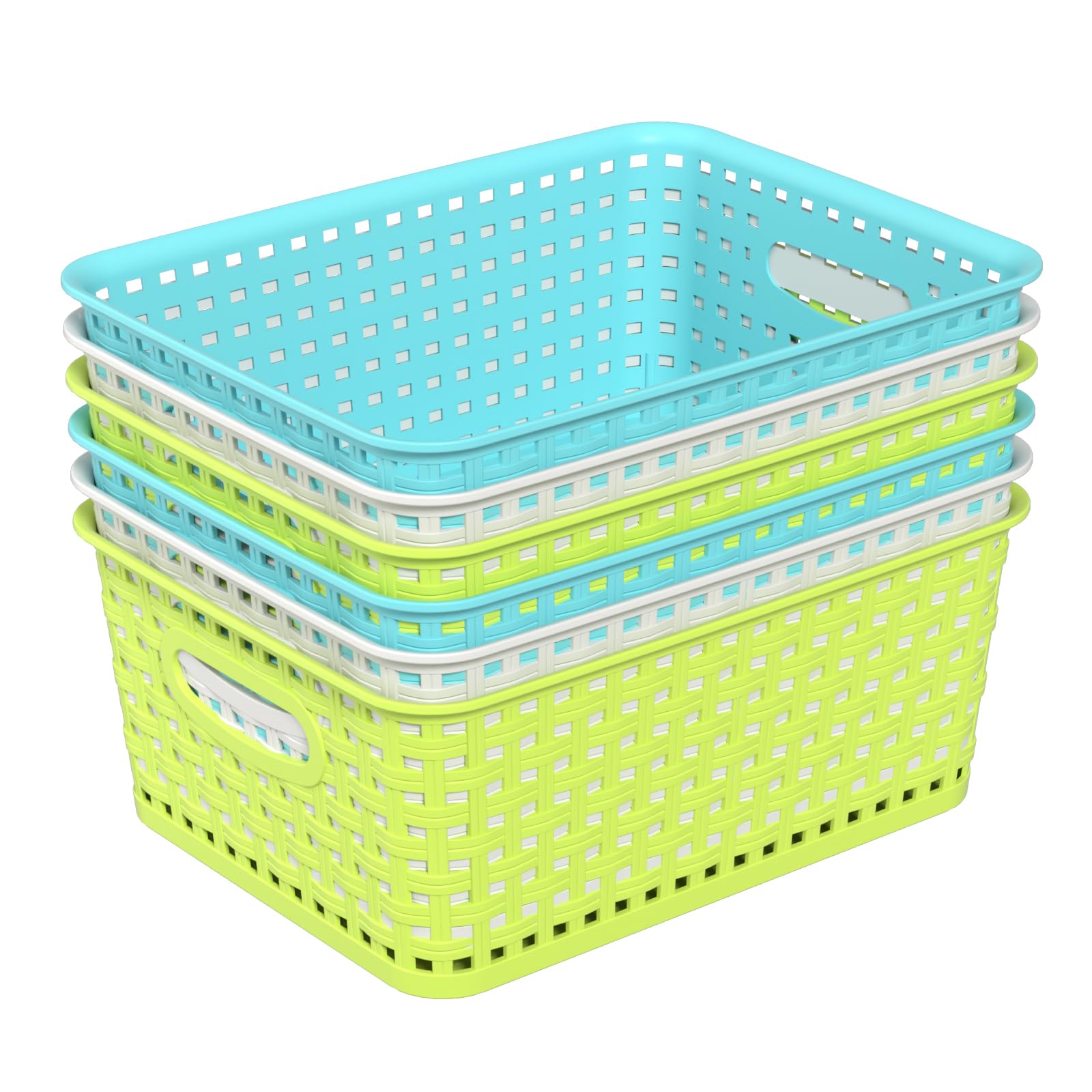 Ucake Plastic Storage Woven Basket, Weave Storage Plastic Baskets, 6 Pack