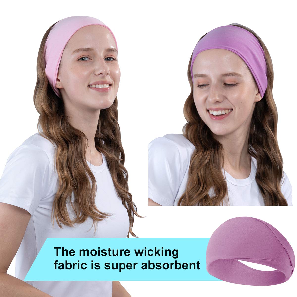 RITOPER 10 Pack Yoga Headbands for Women, Elastic Wide Soft Sweat Head bands Hair Bands for Yoga Running Fitness, Solid Workout Headwraps Fashion Hair Accessories (solid color) : Beauty