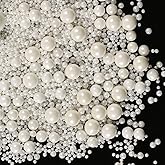 Kasvan White Pearl Sugar Sprinkles - Edible Candy Pearls 130g/4.58 Oz, Mix Size, Baking Cake Decorations, Ice Cream Toppings
