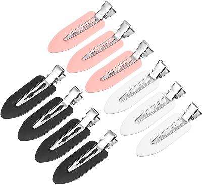 Chuangdi 10 Pieces No Crease Hair Clips Set Black White Pink