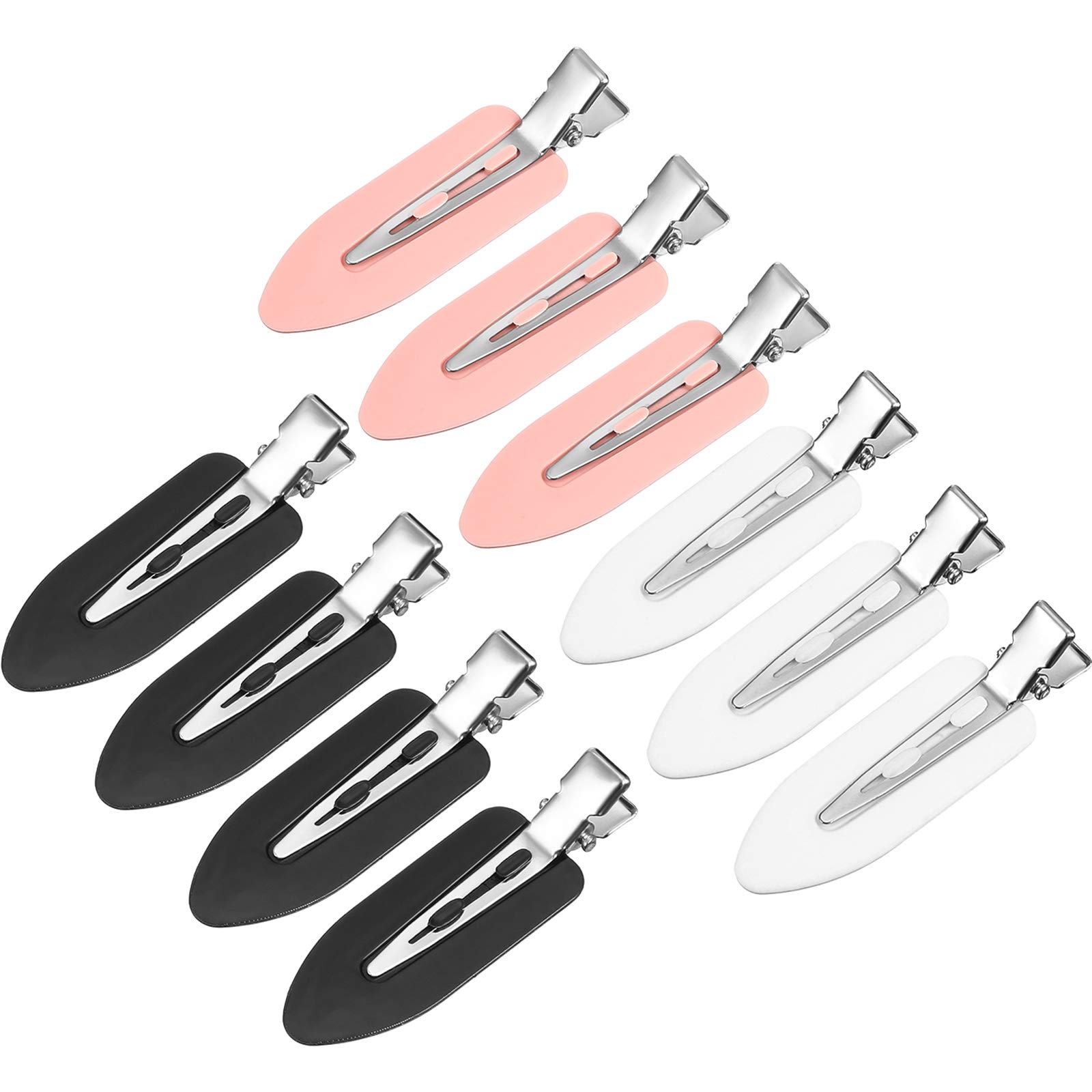 10 Pieces No Crease Hair Clip No Bend Clips Hair Clips Curl Pin Clips Makeup Hairpin for Bangs Finger Waves Makeup Application Hairdressing Hairpins for Women Girl(Black, White, Pink)