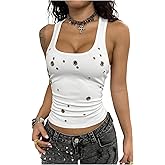 SweatyRocks Women's Y2k Punk Rock Grunge Tops Cut Out Crop Tops Streetwear Going Out Tank Top
