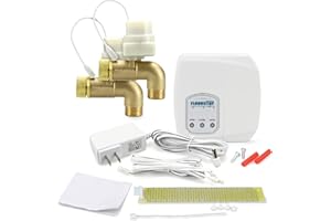 FloodStop Washing Machine Leak Detector Kit with Automatic Water Shut-Off and Visual/Audible Alarms, 3/4" 90deg, Hot & Cold Valves