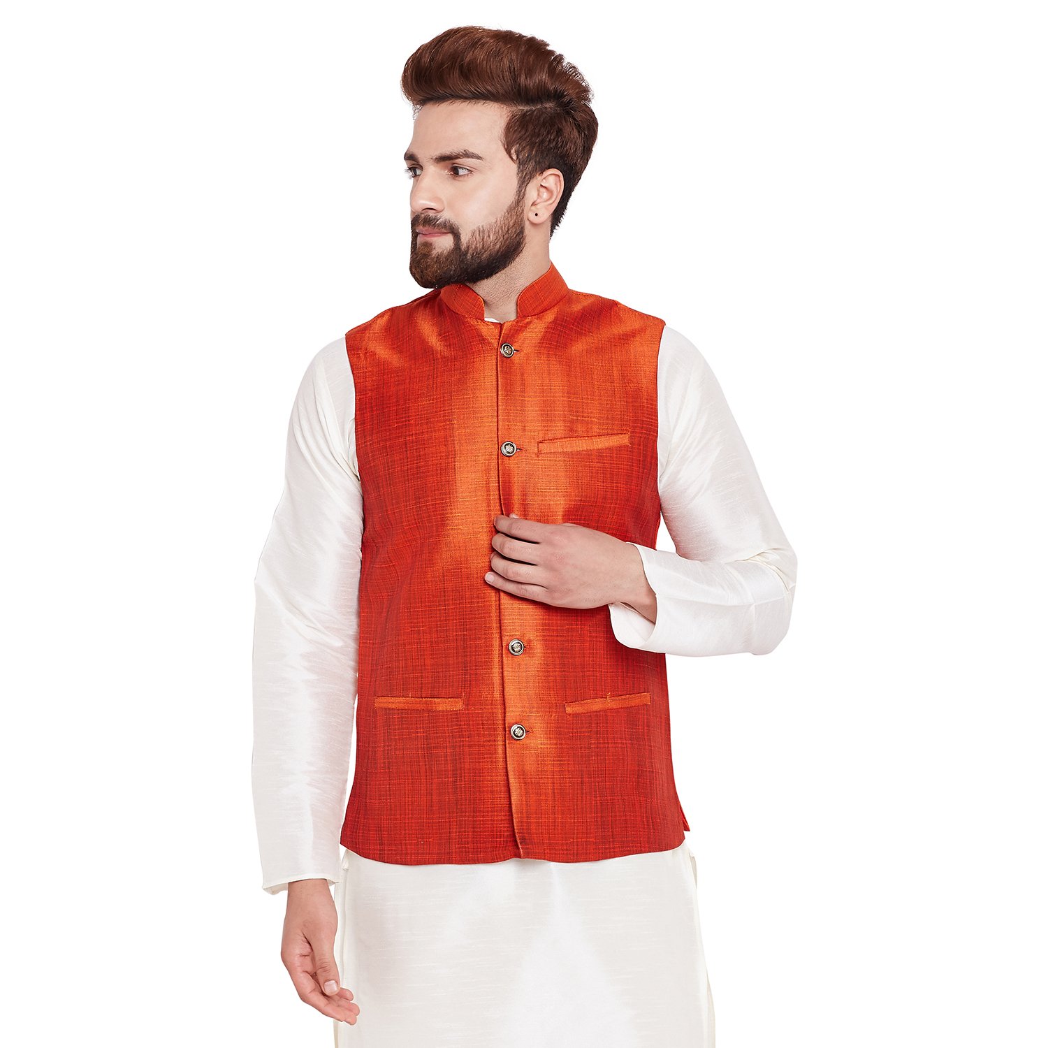 sojanya (since 1958) mens dupion silk designer only nehru jacket