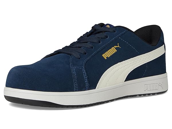 PUMA SAFETY ICONIC SUEDE LOW MEN’S SAFETY SHOES, COMPOSITE TOE, ELECTRICAL HAZARD PROTECTION, SLIP RESISTANT, NAVY, SIZE M8.5 (640025-08.5-300)