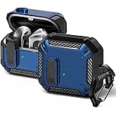 RFUNGUANGO Compatible with Samsung Galaxy Buds 3 Pro Case(2024) / Buds3 FE (2025) / Buds 3 Case (2024) with Carabiner & Cleaning Kit Phone Stand, Strong Drop Protection, Blue