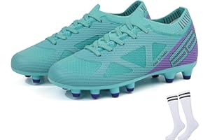 brooman Kids Firm Ground Soccer Cleats Boys Girls Football Shoes with Soccer Socks