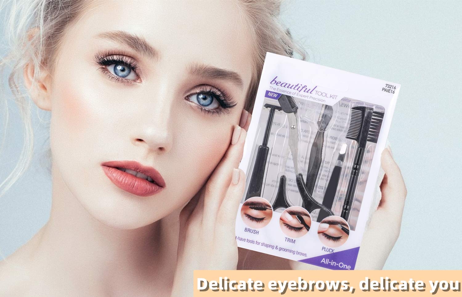 JPNK 5 in 1 Eyebrow Tweezers Scissors and Razors Set-Eyebrow Trimmer Shaver Shaper and Angled & Spoolie Brows Brushes Eyebrow Grooming Kit for Women and Men: Beauty