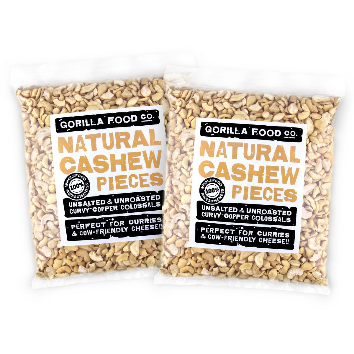 Gorilla Food Co. Natural Cashew Nut Pieces Raw 1.6kg (2 x 800g Bulk Pack) Amazon.co.uk Grocery