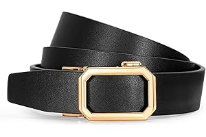 SUOSDEY Ratchet Belt for Women, Automatic no hole Leather belt for Jeans Pants Adjustable 1.2" Width