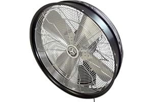HydroMist Oscillating Wall Mounted Outdoor-Rated Fan, 3-Speed Control on Motor Housing, Alum Fan Blade, Mounting Bracket and Black Vinyl Cover, Quiet Running, Residential/Commercial Use 24”, Black