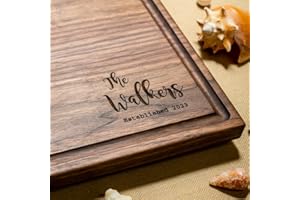 Walnut Artisan Personalized Cutting Boards, Custom Wedding, Anniversary or Housewarming Gift Idea, Wood Engraved Charcuterie 