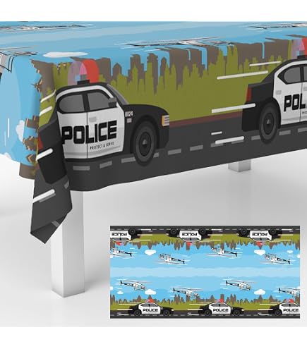 Police Theme Tablecloths Set - 4 Pack Plastic Table Covers, 51 X 86 Inch, For Kids' Parties - View #3