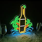 Palm Tree Beer Bottle Neon Sign Dimmable LED Neon Light for Wall Decor, Neon Light Up Signs for Man Cave Pub Store Party Club LED Lights Decor