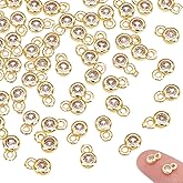 UNICRAFTALE Crystal Rhinestone Charms Round Cubic Zirconia Charms Birthstone Charm Metal Pendants with Loops Dangle Earring Making Charm for Jewelry Making Accessories