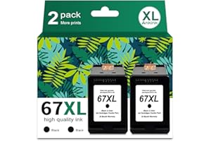 ANKINK 67XL Black Ink Cartridge Replacement for HP 67 XL (2-Pack) use with DeskJet Envy 2855e 2755e 6055e 2700 2700e 6000 6000e 4155e 2734e 6455e 6400 2752e 4100 4100e 6400e 6458e Printer 67XXL