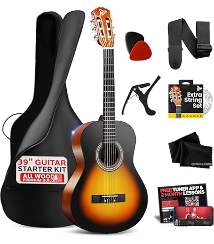 J&Z Classical Guitar Acoustic Guitar Nylon Strings with Tuner