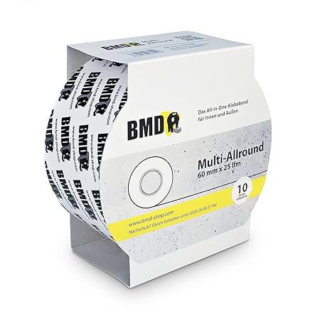 3x BMD-Multi-Allrounder Klebeband (Weiss - 60 mm x 25 lfm) zur Verklebung von Unterspannbahn Unterdeckbahn Schalungsbahn Fass