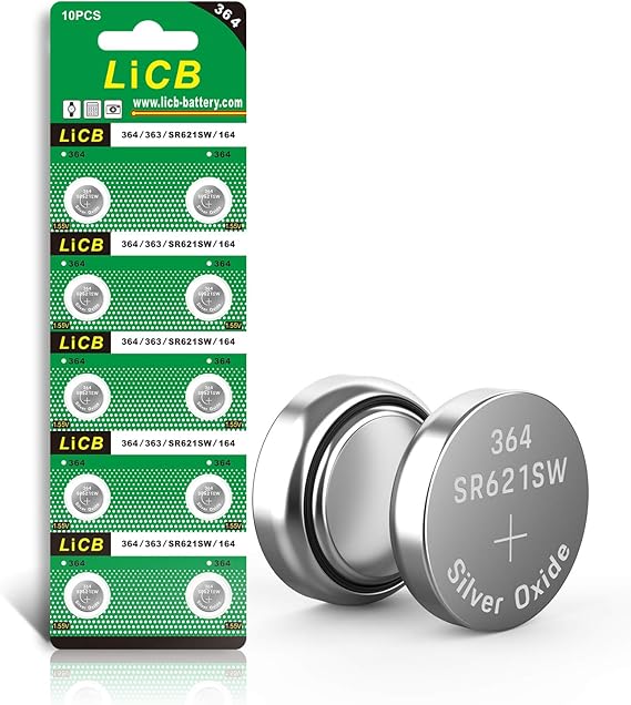 LiCB 10PCS SR621SW AG1 364 363 LR621 1.55V Button Cell Watch Batteries