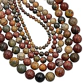 AD Beads Natural Gemstone Round Loose Beads 15" for Bracelet Necklace Earrings Jwelery Making Crafts DIY (4mm, Multicolor Picasso Jasper)