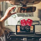 DIVINA VITAE Red Fuzzy Dice for Car Rear View Mirror 2.75in Pair view 6