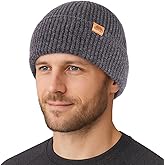 TOP-EX PolarWool™ 100% Merino Wool Beanie Hat for Men Women - Warm Soft Knit Winter Hat for Large Heads Hiking Running