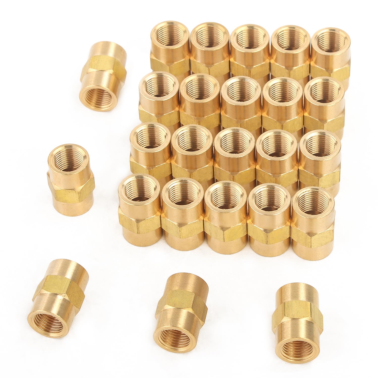 LTWFITTING Brass BSP Pipe Fitting 1/8-Inch Female BSPP Coupling Water Boat (Pack of 25)