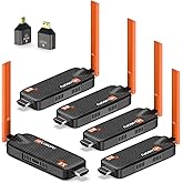WELUSOPU Wireless HDMI Transmitter and 4 Receivers, Support Up to 6 Receivers, 5.8G HDMI Wireless Extender Casting Content for PC Laptop Camera Cable Box to Multiple TVs Monitors Projectors -165FT