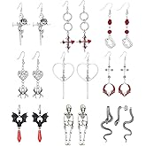 6PCS Vampire Bat Dangle Earrings Goth Evil Eye Vintage Magic Mirror Drop Earrings Emo Accessories Grunge Gothic Spooky Punk Rock Halloween Jewelry Set