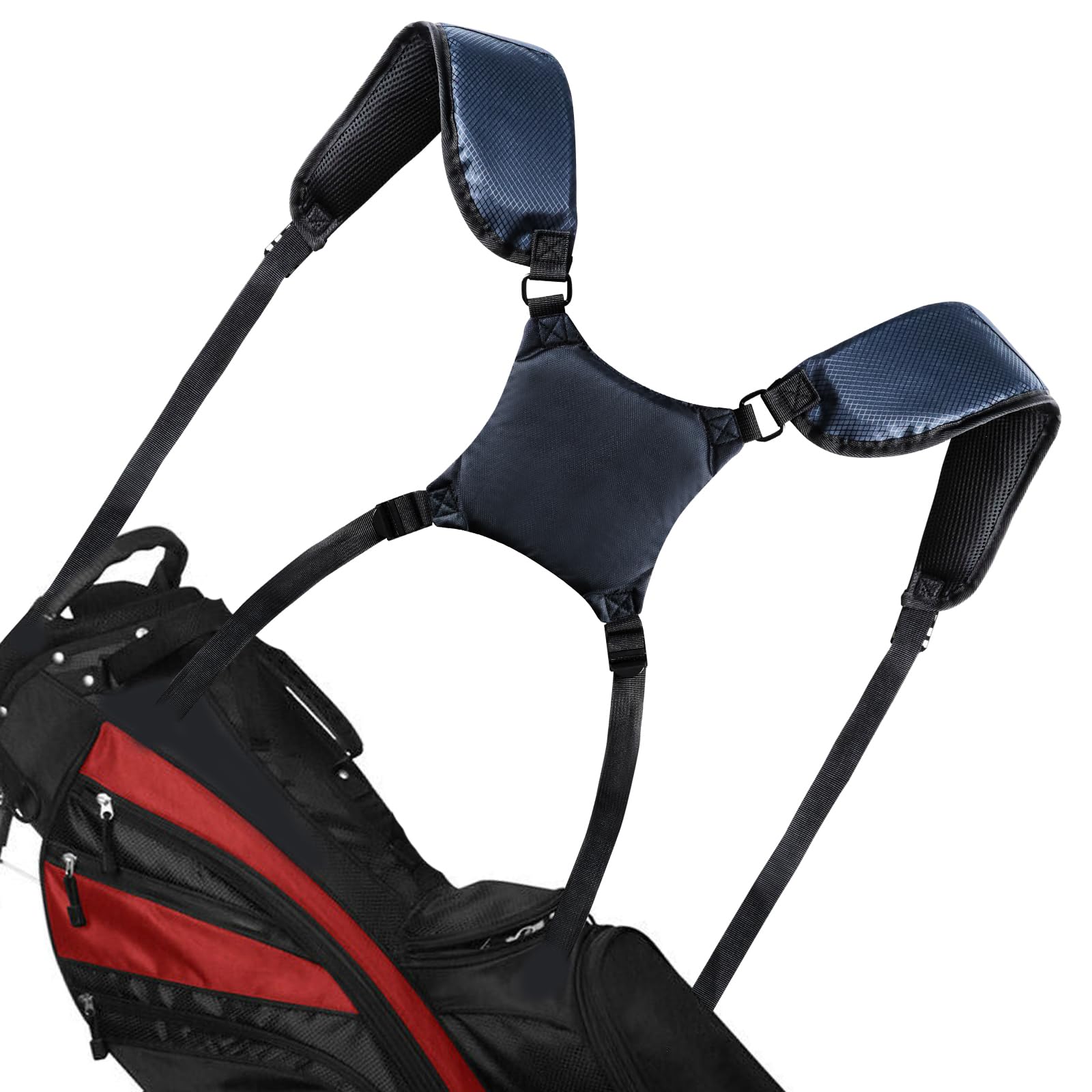 AMRTA Golf Bag Shoulder Strap Replacement Support Holder Rack Durable Strap Both Shoulders Golfer Keeper Adjustable Support Frame (Blue)