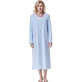 Keyocean Nightgowns for Women, Soft 100% Cotton Knit Nightgowns, Comfy Long-Sleeve Ladies Sleepwear Gown for Mom