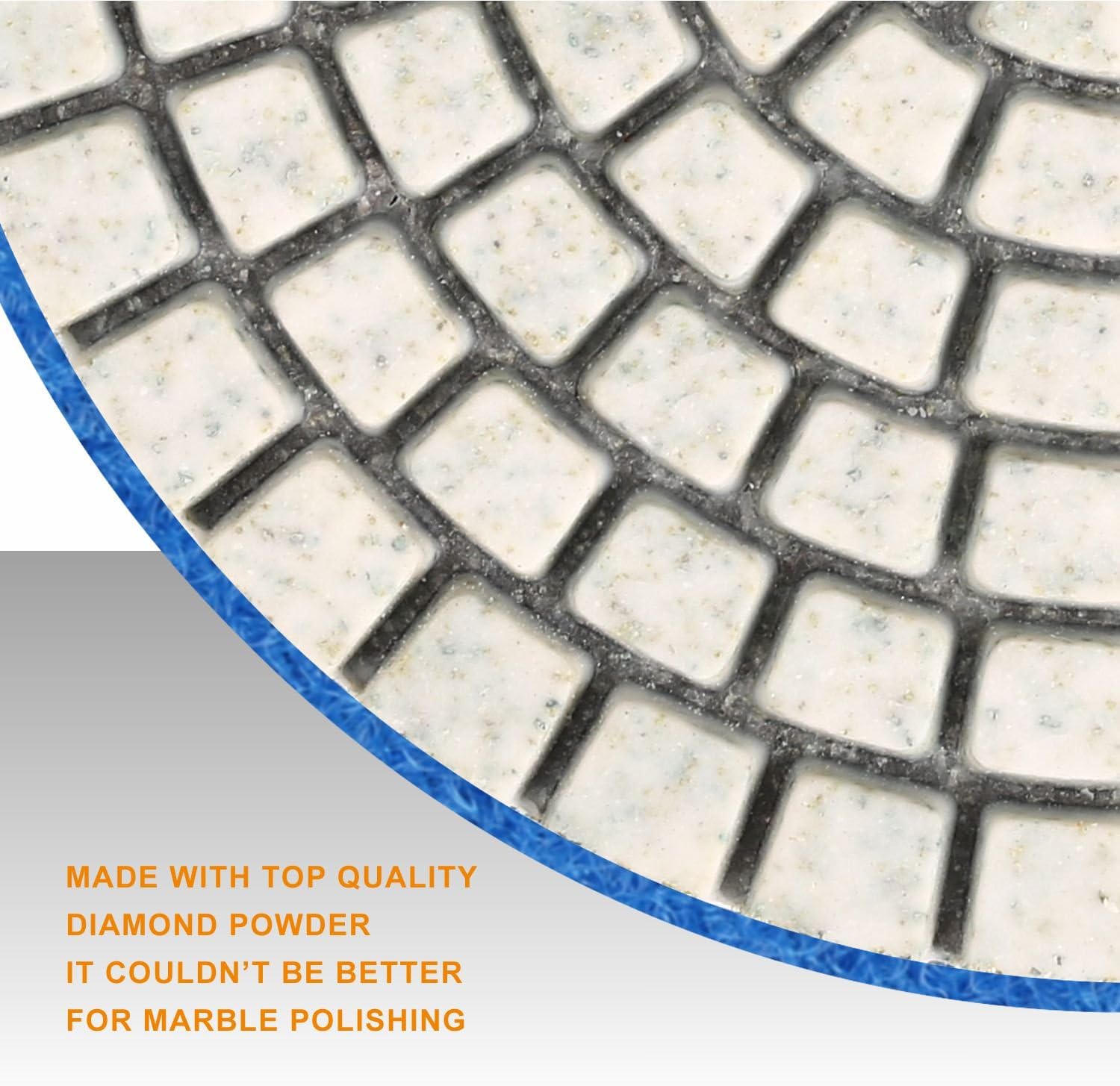 SPTA 15pcs Diamond Wet Polishing Pads Set, 4 inch Pads for Granite Stone Concrete Marble Floor Grinder or Polisher, 50#-6000# with Hook & Loop Backing Holder Pads for Wet Polisher - - 