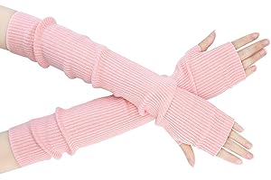 SEYUFN Winter Fingerless Long Gloves for Women Cashmere Blended Knitted Arm Warmers Super Soft Black Arm Sleeves