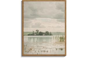 InSimSea Framed Canvas Prints Art Vintage Decor, Esrum Lake Oil Paintings Pictures for Bedroom, Nature Wilderness Art Work Wall Decor for Bathroom Office, Farmhouse Wall Art, 11"x14"