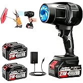 Leaf Blower Cordless with 2 x 4.0Ah Battery and Charger, 600,000 RPM Turbo Air Jet Blower, Lightweight Handheld Blower with Adjustable Speed for Patio Cleaning, Lawn Care, Car, Blowing Leaves and Dust